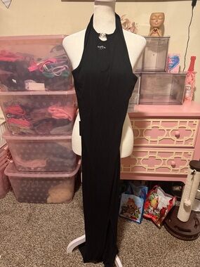bebe Black Halter Maxi Dress